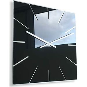 FLEXISTYLE Moderne grote wandklok Exact 50cm, acrylglas en acrylspiegel, stilte, woonkamer, slaapkamer (zwart)