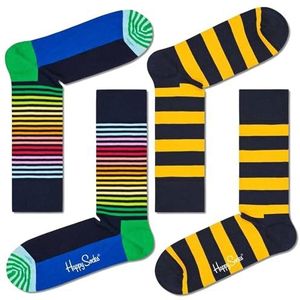 Happy Socks Half Stripe kleurrijke sokkenset, uniseks, volwassenen, Meerkleurig, 36-40 EU