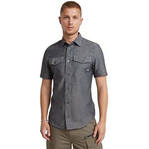 G-STAR Marine Slim Shirt - Meerkleurig - Korte Mouwen - Hemdkraag - Borstzakken