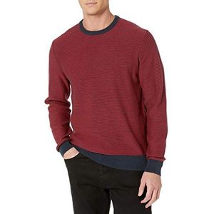 Amazon Essentials Men's Trui met ronde hals (verkrijgbaar in grote en lange maten), Marineblauw Rood Mini-streep, XXL