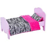 Teamson Kids Bed Voor 18"" Poppen - Accessoires Voor Poppen - Kinderspeelgoed - Roze/Zebra