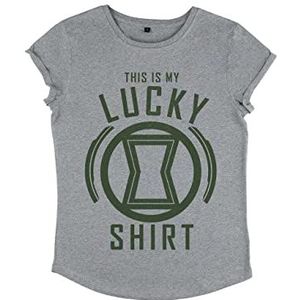 Marvel Dames Avengers Classic-Lucky Widow Roll Sleeve T-Shirt, Melange Grey, M, grijs (melange grey), M