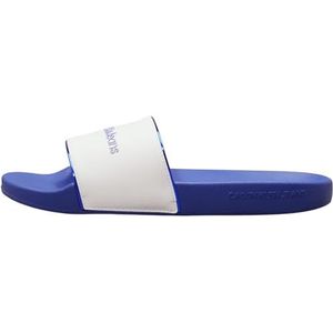 Calvin Klein Jeans Heren Slide INSTITUTIONAL Flip Flops, helder wit/saffierblauw, 10.5 UK, Helder Wit Saffier Blauw, 43 EU