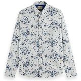 Scotch & Soda Poplin Shirt voor heren, slimfit, bedrukt, White Fireworks Aop 5737, S