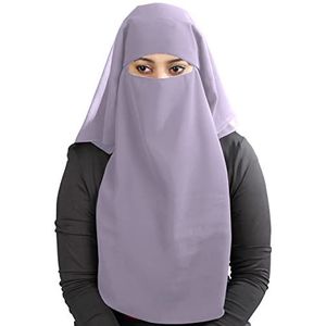 MyBatua 3 Lagen Saudi Niqab In Ademende Georgette, Groothandelsprijs, 1pc Gezicht Sluier NQ-003, Lichtpaars, Eén Maat