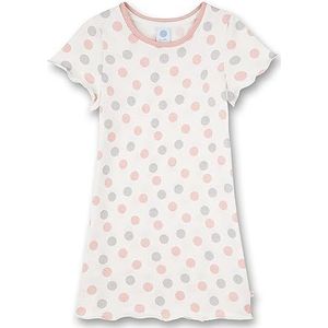 Sanetta Meisjesnachthemd Wit Dots-Allover | Duurzaam en aangenaam nachthemd van katoen voor meisjes. Nachtkleding voor meisjes, beige, 140 cm