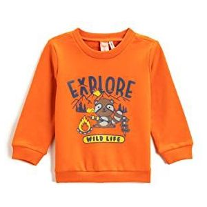 Koton Bedrukt sweatshirt met lange mouwen, ronde hals, katoen, sweatshirt voor kinderen, oranje (200), 12/18 meses