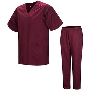 MISEMIYA - 2-817-8312, pak en broek voor sanitair, uniseks, medische uniformen, pak van 2 stuks, Granaat, XXL