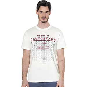 Street One MEN Heren D318968 shirt met korte mouwen, gebroken wit, S, Broken White, S