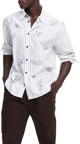 Desigual - Gestreept Overhemd - Lange Mouwen - Illustraties - Regular Fit