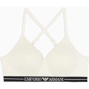 EMPORIO ARMANI Gewatteerde driehoekige beha voor dames, Wit, XS