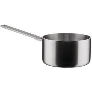 Alessi Convivio DC105/16 Design steelpan in multiply, geschikt voor inductie, handvat in 18/10 roestvrij staal met PVD-coating en magnetische stalen bodem, mat