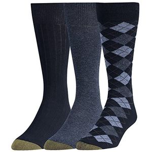 GOLDTOE Men's Argyle Dress Socks, Multipairs, Navy Diamond (3-Pairs), Large