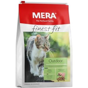 MERA finest fit Outdoor, droog kattenvoer voor actieve katten, droogvoer van vers gevogelte en rijst, gezond voer voor vrijgangers, zonder suiker (4 kg)