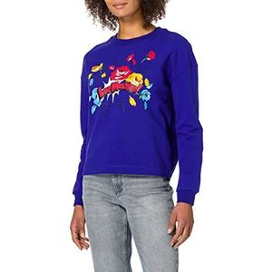 Love Moschino Dames loose-fit lange mouwen ronde hals met trapeze onderlaag sweatshirt, blauw, 44