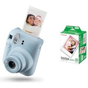 Instax Fujifilm Mini 12 Instant Camera, Pastel Blauw & Fujifilm Instant Film, 2x 10 Vellen, 20 Vellen, Witte Rand