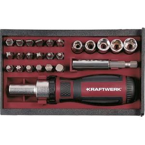 KRAFTWERK Bitset met ratelschroevendraaier 25-delig | incl. steeksleutel 1/4 inch & boormachine-adapter | KRAFTWERK Mini gereedschapsset art. nr.: 306.378.003