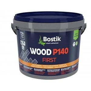 BOSTIK WOOD P140 FIRST kleur eiken, eencomponent polyurethaanlijm voor parket, eenvoudig te gebruiken, toepasbaar op vloerverwarming, verkeer binnen 24 uur, binnen, 21 kg (3 stuks à 7 kg)
