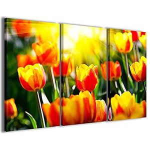 Stampe su Tela Foto Light Tulips II lichte tulpen, modern canvas uit 3 panelen, kant-en-klaar ingelijst, canvas, klaar om op te hangen, 90 x 60 cm