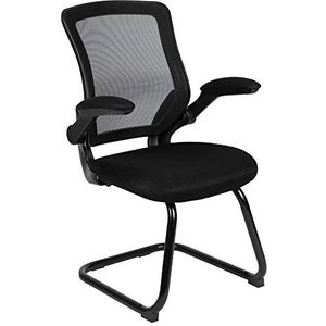 Flash Furniture Black Mesh Sled Base Side Reception Chair met openklaparmen