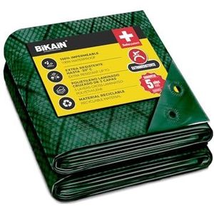 Bikain Waterdicht afdekzeil voor buiten, model BI045LO, versterkte gaten, elektrisch gelast, 3-laags, 150 g/m², 6 x 10 m, groen, totale bescherming, extra robuust