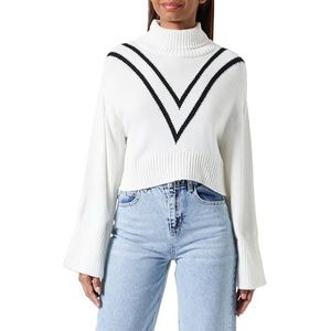 Trendyol Dames kleurblok lange mouwen regular sweater, ecru, L