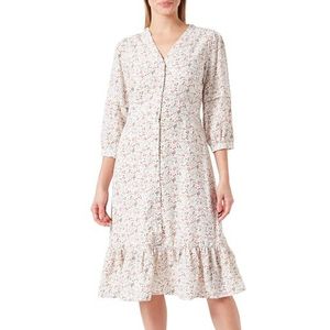 usha Dames midi-jurk met bloemenprint 10526547, wolwit meerkleurig, S, wolwit, meerkleurig, S