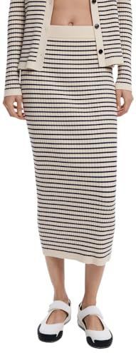 Desigual - Rok - Zwart/Wit - 3/4 Lengte - Normale Pasvorm