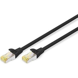 DIGITUS LAN kabel Cat 6A - 0.5m - RJ45 netwerkkabel - S/FTP afgeschermd - Compatibel met Cat-6 & Cat-7 - Zwart