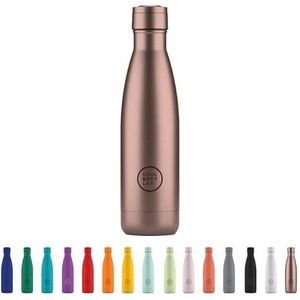 Cool Bottles - Stainless Steel Water Bottle - 500 ml - Metallic Rose - 26,5 x 7 cm - Luchtdichte Thermische Fles - Koude Dranken 36 H en Warme Dranken 18 H - Triple-Cool Technologie - BPA Vrij