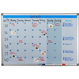 Relaxdays whiteboard planner, weekplanner, magnetisch, pennenbakje, kantoor, week, magneetbord kalender, 60x90 cm, wit