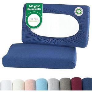 BaSaTex - Kussenslopen - Marineblauw - Set van 2 - 97% GOTS-gecertificeerd Katoen