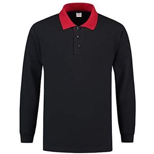 Tricorp 301006 casual polokraag contrast sweatshirt, 60% gekamd katoen/40% polyester, 280g/m², marineblauw/rood, maat L