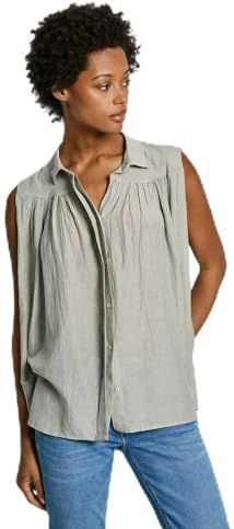 Blouse - Effen - Katoen - Mouwloos - Normale Pasvorm