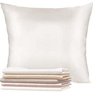 1x Zijden Kussensloop - Voor Kussen 80 x 80 cm, Wit, Dikte 19 Mannen (Silk Pillow Case) - 100% Dubbelzijdige Moerbeizijde - Verkocht per eenheid - Kussenhoes - Anti-Ageing, Anti-Dustmijt