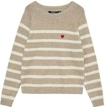 VERO MODA Trui 'VMDOFFY'  lichtbruin / wit