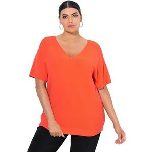 Ulla Popken - Trui - Oranje - Normale Pasvorm - Halve Mouw