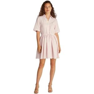 TOMMY HILFIGER Dames ESS LINNEN S/S KORTE JURK WW0WW44672, roze, 36, Roze (Foggy Pink Stp), 62