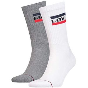 Levi's Heren Levis 144ndl Regular Cut Sprtwr Logo 2p Sokken, meerkleurig (white/grey 062), 43-46 EU