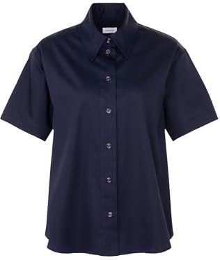 Seidensticker - Damesblouse - Blauw - Regular Fit - Satijn