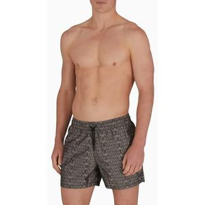 EMPORIO ARMANI Man All Over Jacquard Mid Boxer Zwart XL, Logo Zwart/Plaza, XL