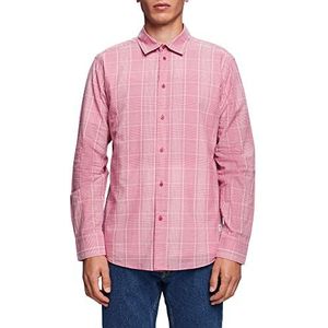 ESPRIT Licht geruit hemd, 100% katoen, roze, XS