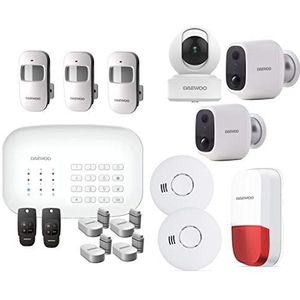 DAEWOO Alarmsysteem WiFi/GSM – model bescherming + levering met 13 accessoires, 3 camera's en 1 sirene