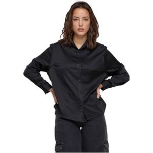 Urban Classics Dames overhemd dames satijn shirt zwart XXL, zwart, XXL
