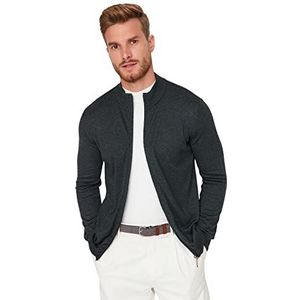 Trendyol Mannelijk Slim Standaard Gebreide Vest Met Hoge Hals, Grijs, XL