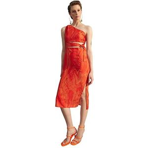 Trendyol Dames A-lijn Regular fit Geweven jurk, Rood,36, Rood, 34