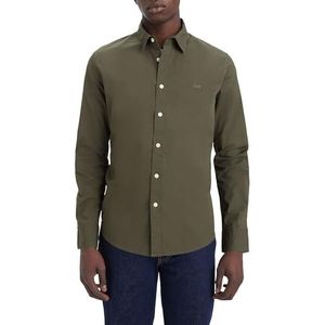 Levi's Herenoverhemd met lange mouwen voor batterij, Housemark, groen (olive night), S