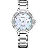 Citizen Analoog Eco-Drive horloge voor dames met titanium armband, parelmoer/blauw, Eén maat, armband