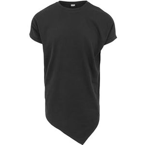 Urban Classics Heren Asymetric Long Tee, heren T-shirt, verkrijgbaar in vele verschillende kleuren, maten XS - XXL, zwart, XS