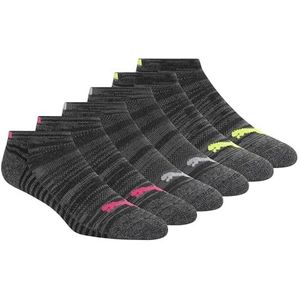 PUMA vrouwen 6 Pack laag uitgesneden sokken, Zwart/Roze, 9-11